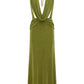 ARALIA PLUNGE COWL BACK MAXI DRESS - PALM