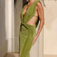 ARALIA PLUNGE COWL BACK MAXI DRESS - PALM