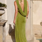 ARALIA PLUNGE COWL BACK MAXI DRESS - PALM