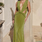 ARALIA PLUNGE COWL BACK MAXI DRESS - PALM