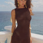 ARIYA SLEEVELESS MINI DRESS - CHOC METALLIC