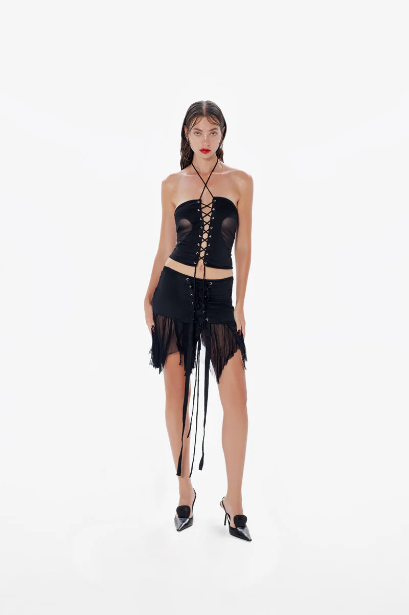 Gathered Heart Top - Black