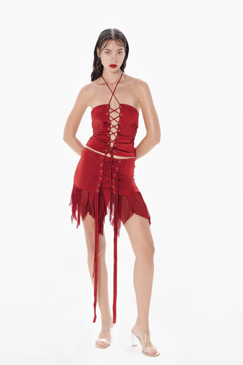 Gathered Heart Top - Red