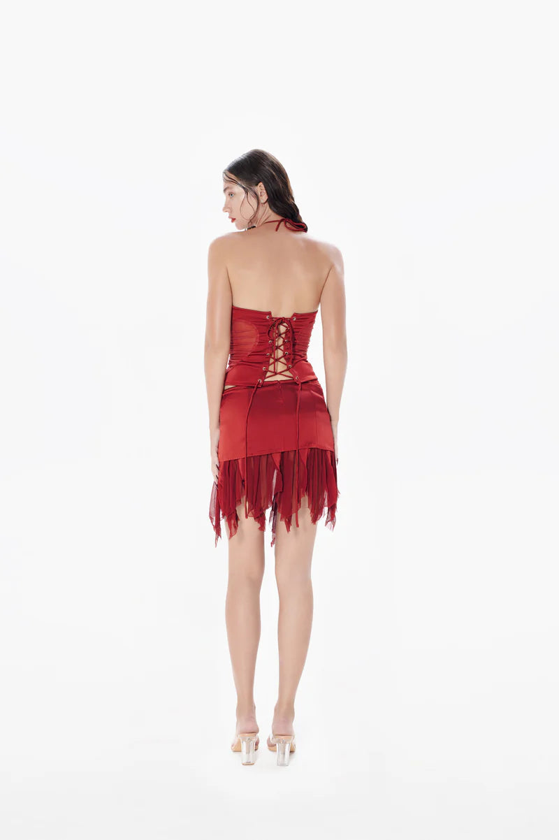 Gathered Heart Top - Red