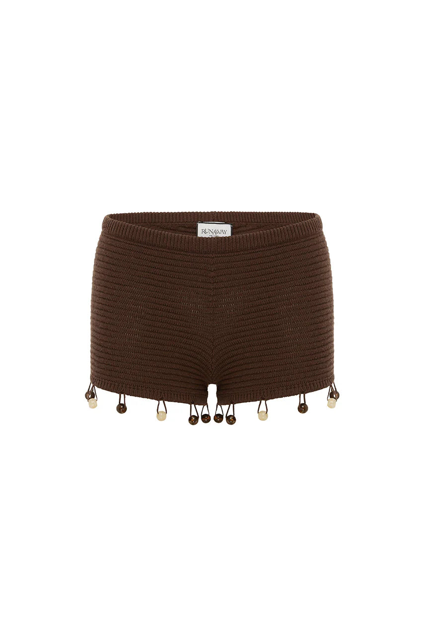 BAILEE MINI KNIT SHORTS - COCOA