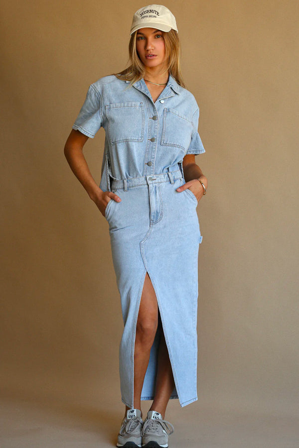Araminta James Good Days Denim Skirt Washed Blue