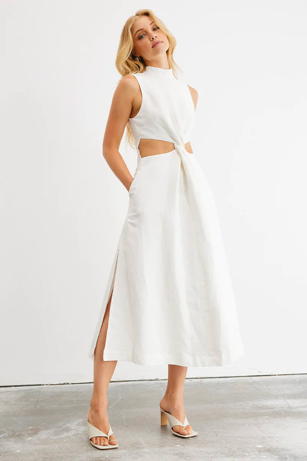 Bow and Arrow Sovere ASSET MIDI DRESS CHALK