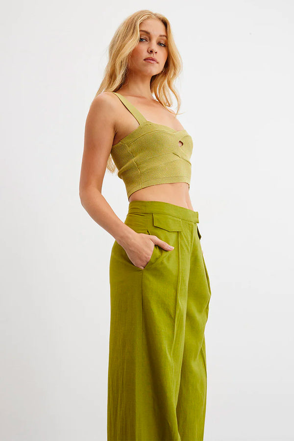 Bow and Arrow Sovere PATIENCE KNIT TOP OLIVE GREEN