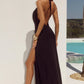 CICI LOW PLUNGE COWL MAXI DRESS - BLACK