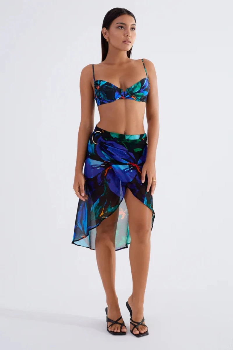 ORBIT WRAP SKIRT - INDIGO BLOOM
