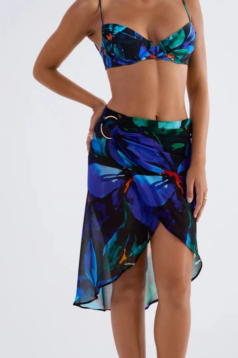ORBIT WRAP SKIRT - INDIGO BLOOM
