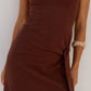 DELIA SQUARE NECK MINI DRESS - CHOCOLATE