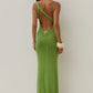 DIANA ASYMMETRIC NECK MAXI DRESS - KIWI