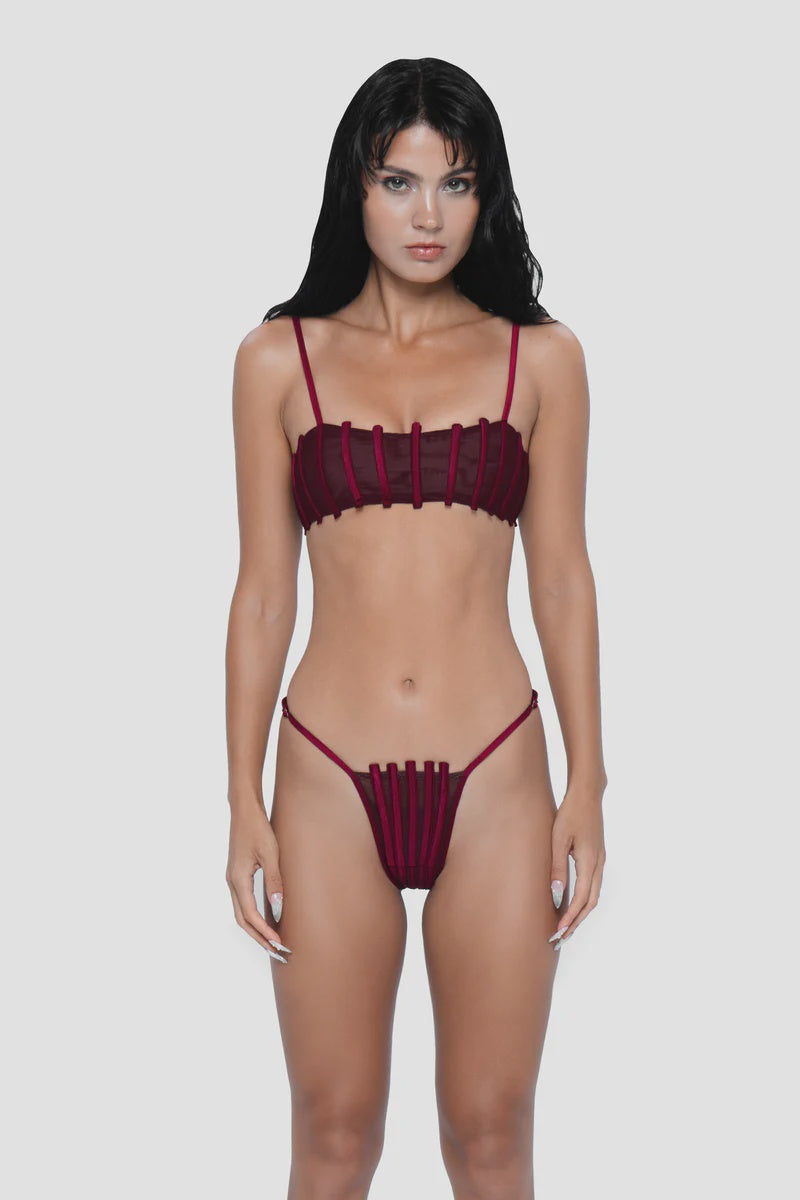 Corset Bikini Top - Wine Red