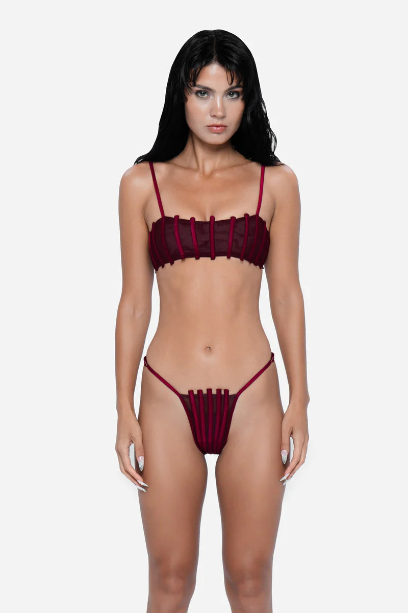 Corset Bikini Bottom - Wine Red
