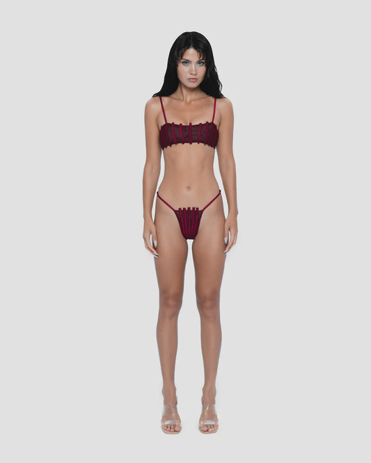 Corset Bikini Bottom - Wine Red