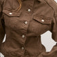 VIOLET DENIM JACKET - CHOCOLATE
