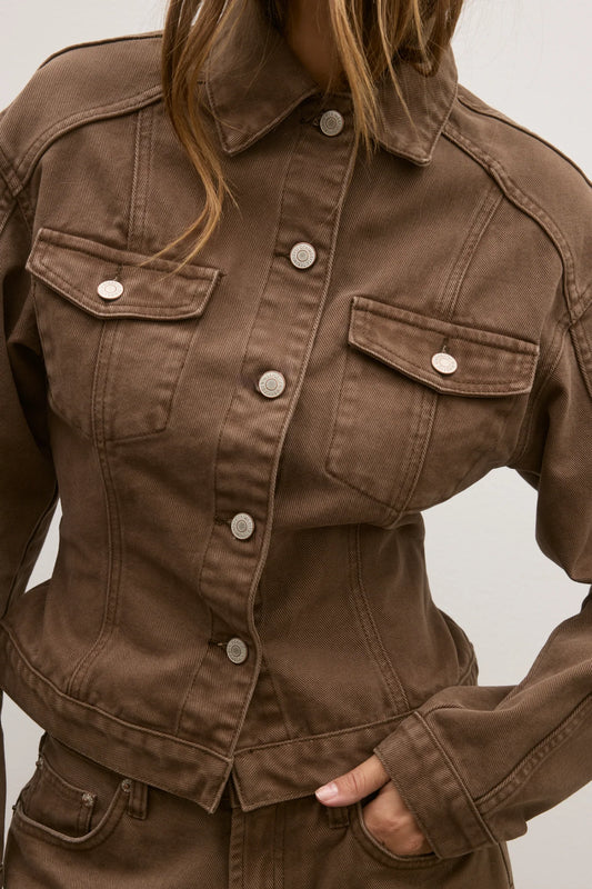 VIOLET DENIM JACKET - CHOCOLATE