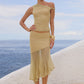 ELAINE FLOUNCE MIDI SKIRT - GOLD