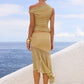 ELAINE FLOUNCE MIDI SKIRT - GOLD