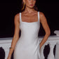 ESME HIGH SPLIT MAXI DRESS - PEARL