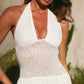 FERNANDA PLUNGE HALTER MAXI DRESS - WHITE