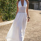 FERNANDA PLUNGE HALTER MAXI DRESS - WHITE