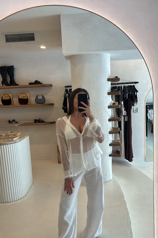 Devin Oversize Shirt Silk - White