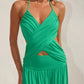GENIA CROSS FRONT MAXI DRESS - EMERALD