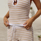 HANA KNIT HALTER TOP - SAND/WHITE