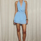 IMALI HALTER COWL MINI DRESS - BLUEBELL