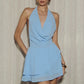 IMALI HALTER COWL MINI DRESS - BLUEBELL