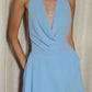 IMALI HALTER COWL MINI DRESS - BLUEBELL