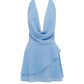 IMALI HALTER COWL MINI DRESS - BLUEBELL
