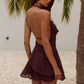 IMALI HALTER COWL MINI DRESS - CHOCOLATE