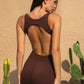 Open Back Bodysuit - Brown