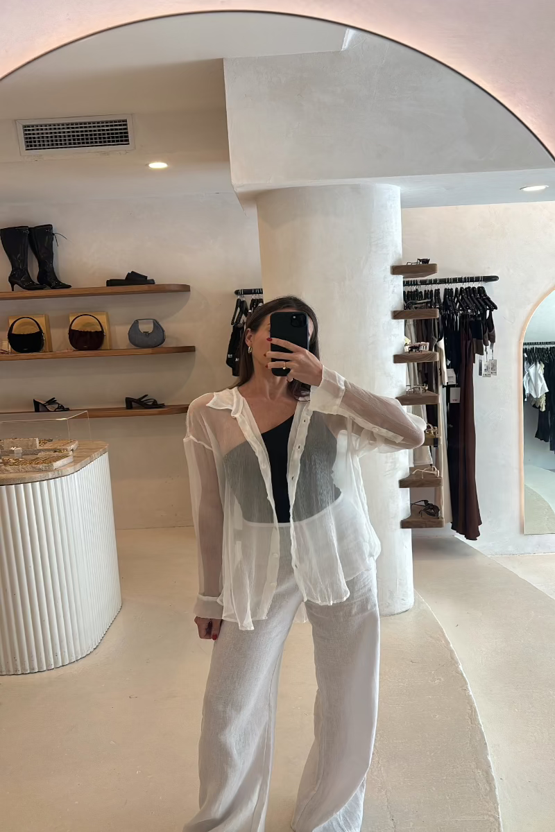 Devin Oversize Shirt Silk - White