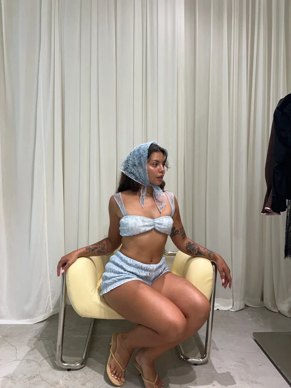 Blue Textured Short