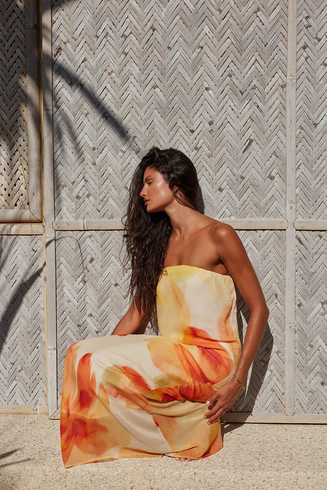 Abbie Strapless Maxi Dress - Marigold