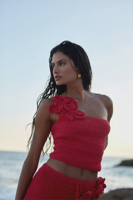 Lily Crochet Top - Red