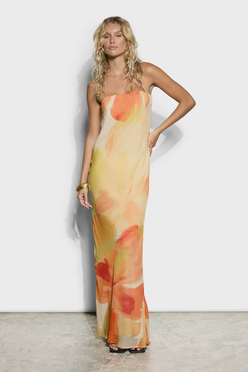 Abbie Strapless Maxi Dress - Marigold