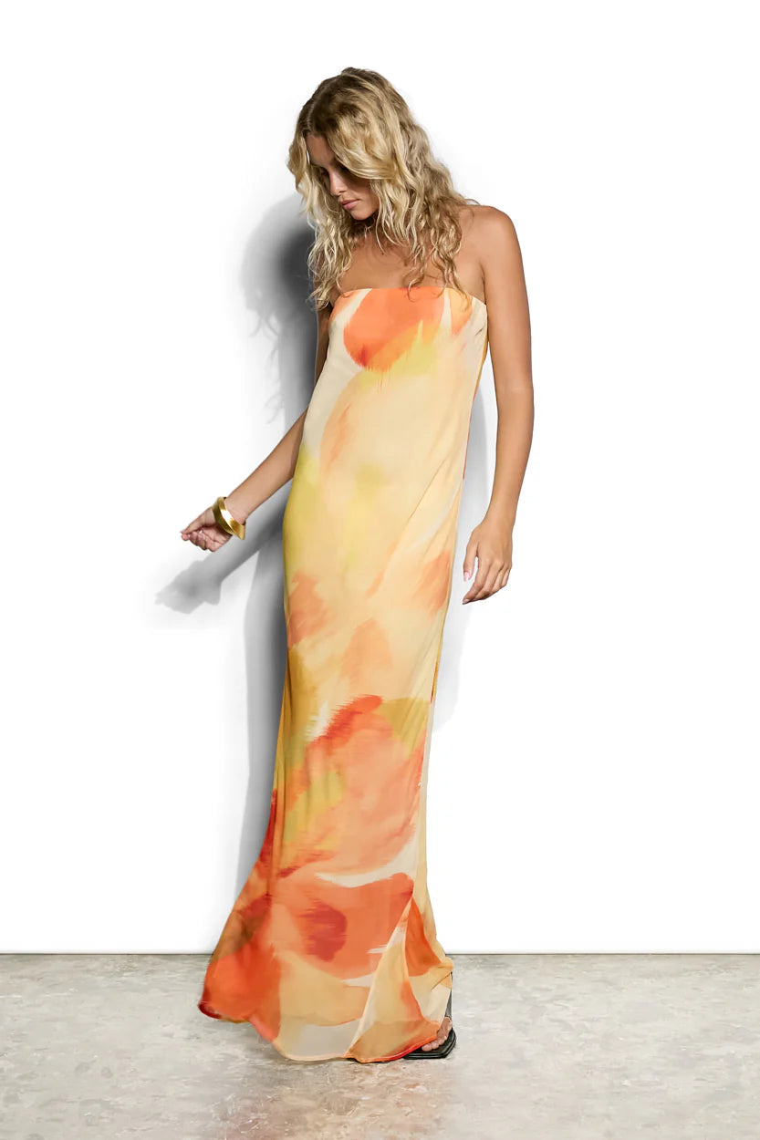 Abbie Strapless Maxi Dress - Marigold