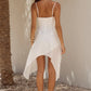 JUNIE ASYMMETRICAL HEM MINI DRESS - WHITE