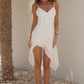 JUNIE ASYMMETRICAL HEM MINI DRESS - WHITE
