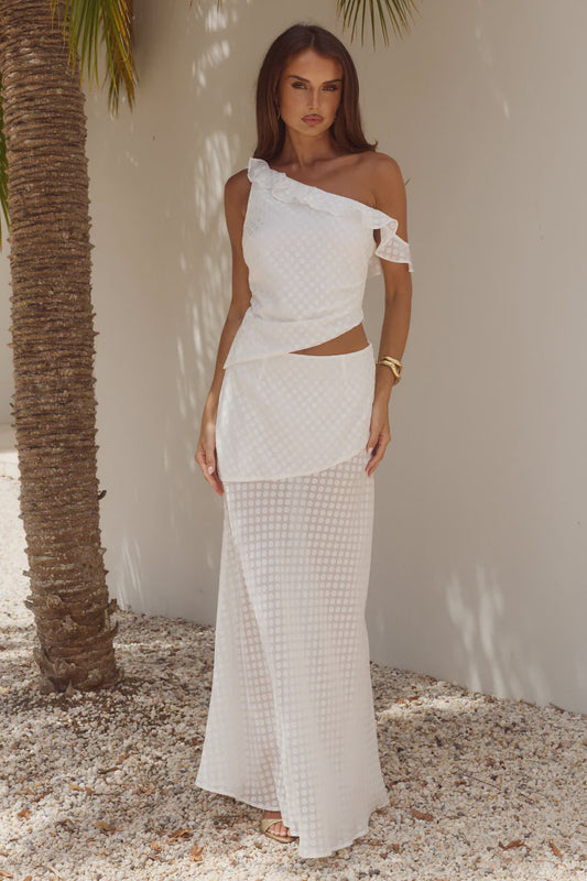 JUNIE SHEER BOTTOM MAXI SKIRT - WHITE