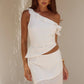 JUNIE ONE SHOULDER FRILL TOP - WHITE