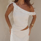 JUNIE ONE SHOULDER FRILL TOP - WHITE
