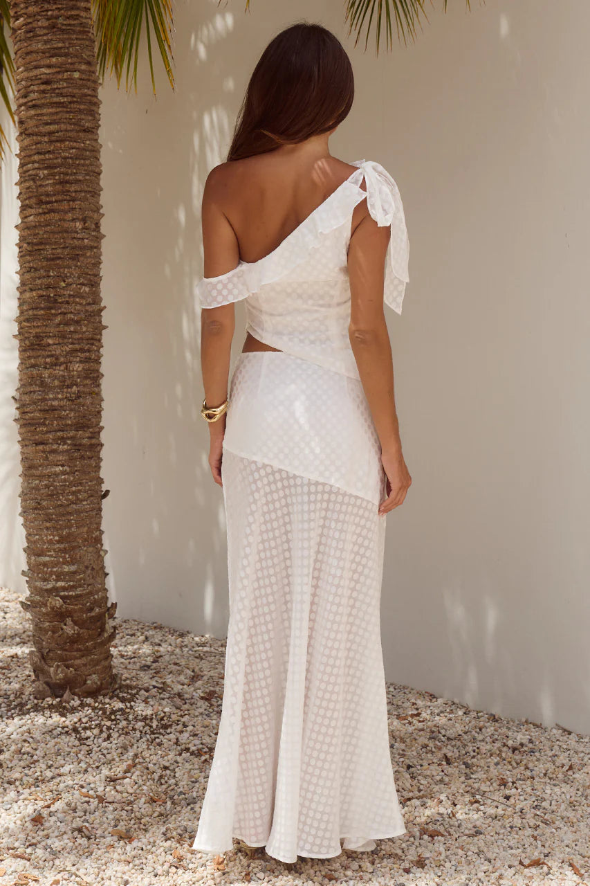 JUNIE SHEER BOTTOM MAXI SKIRT - WHITE