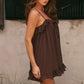 KRISTIA FLOUNCE RUFFLE MINI DRESS - BITTER CHOCOLATE