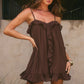 KRISTIA FLOUNCE RUFFLE MINI DRESS - BITTER CHOCOLATE